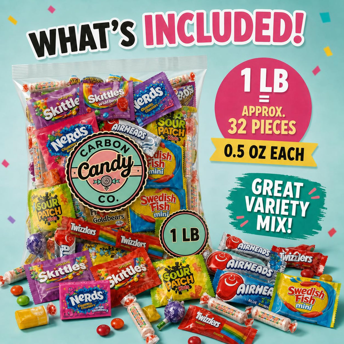 Pinata Candy Variety Pack - 1 Lb Assorted Mix, Pinata Stuffers for Kids
