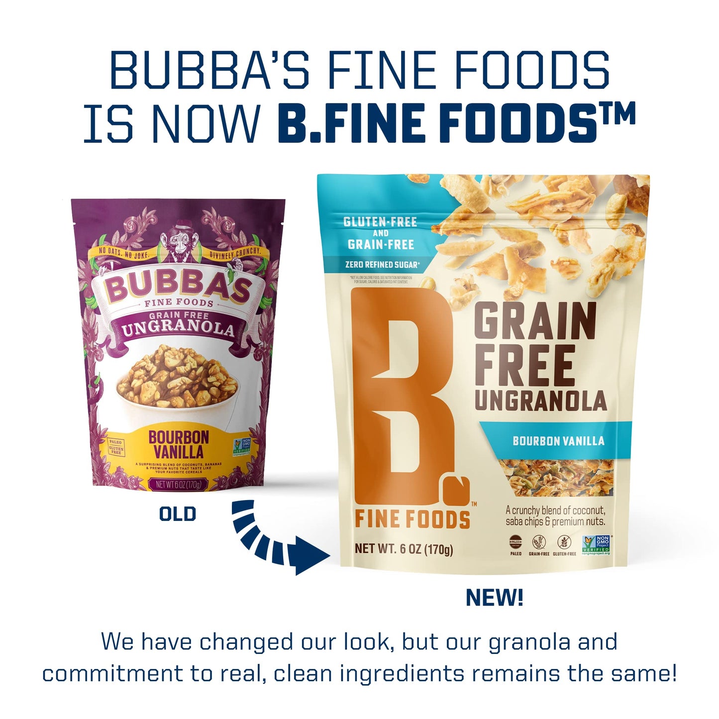 B. Fine Foods Grain-Free Crunchy Granola Snack of Coconut, Saba Chips & Premium Nuts - UnGranola Bourbon Vanilla - Zero-Refined Sugar, Gluten-Free