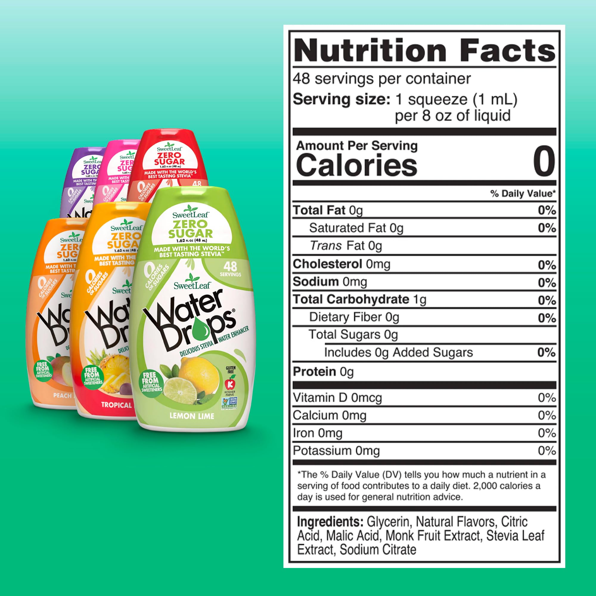 SweetLeaf Water Flavoring Drops - Stevia Water Enhancer, Sugar Free, Zero Calorie Water Additive for Flavor, Contains Monk Fruit Extract, Gluten Free