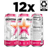 Rockstar Pure Zero Energy Drink, Tangerine Mango Guava Strawberryh, 0 Sugar, with Caffeine and Taurine, 16 Fl Oz (Pack of 12) (Packaging May Vary)