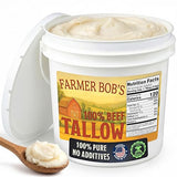 Farmer Bob's Beef Tallow for Cooking 7 lb Bucket - Pure Rendered Beef Fat - 400°F Smoke Point - Deep Frying, Grilling, Soap Making - Keto-Friendly