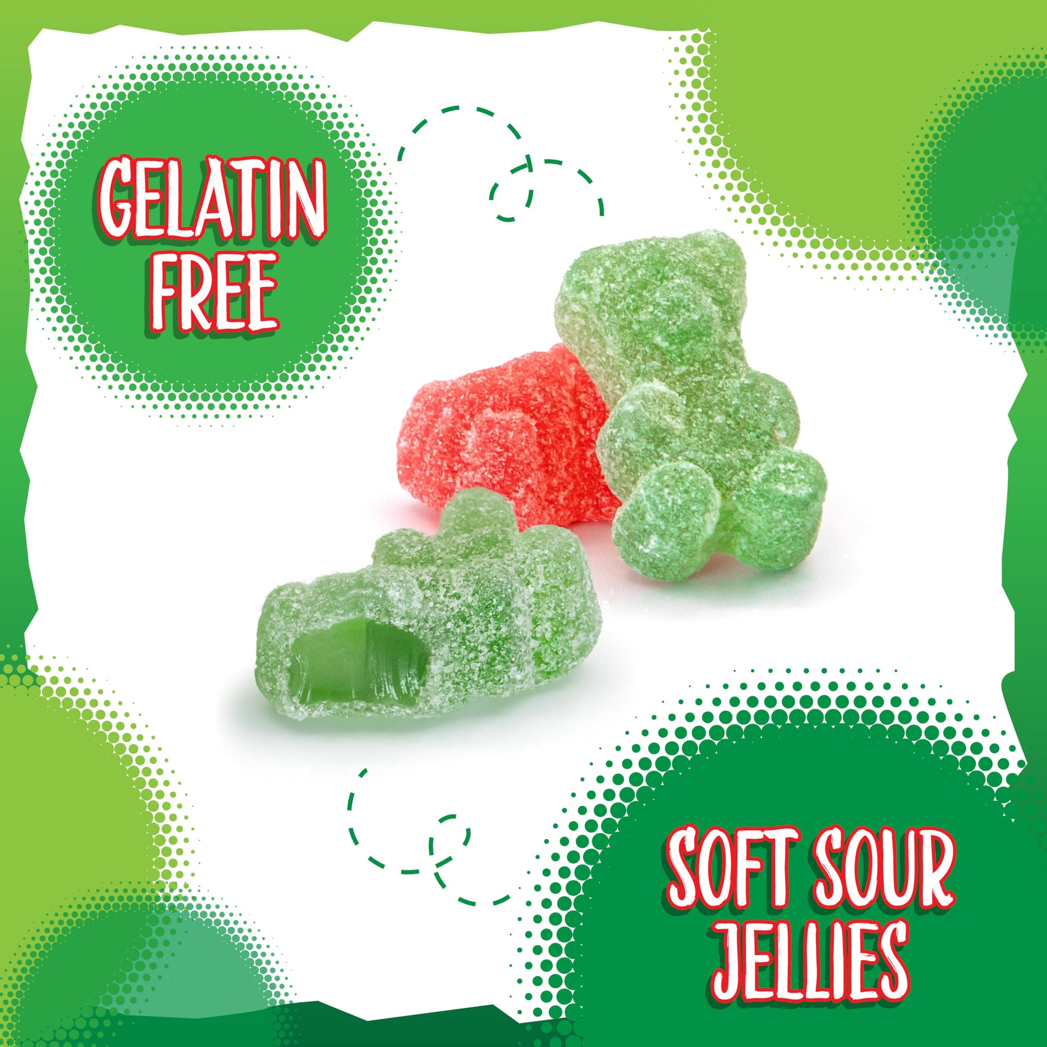 Red & Green Bears Sour Gummy Candy 1-Pound Bag | Strawberry & Apple Gummies | Vegan Candy for Holiday Buffets | Gelatin Free Jelly Bears