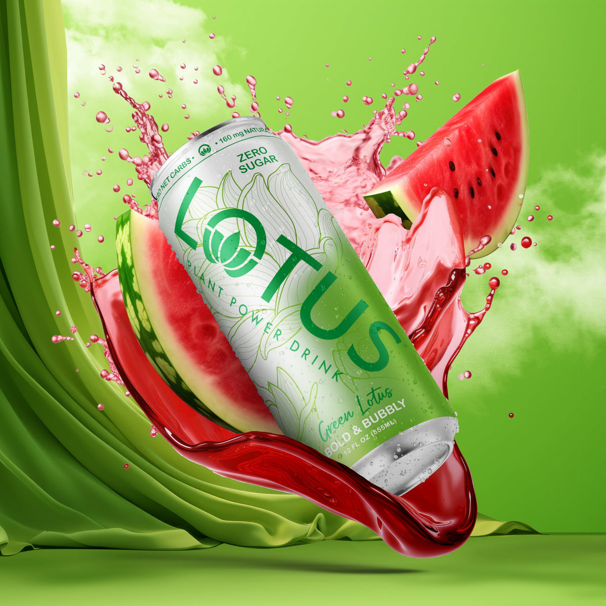 Green Lotus Watermelon Plant Power® Zero Sugar 160 mg, 12 Pack 12 oz Cans
