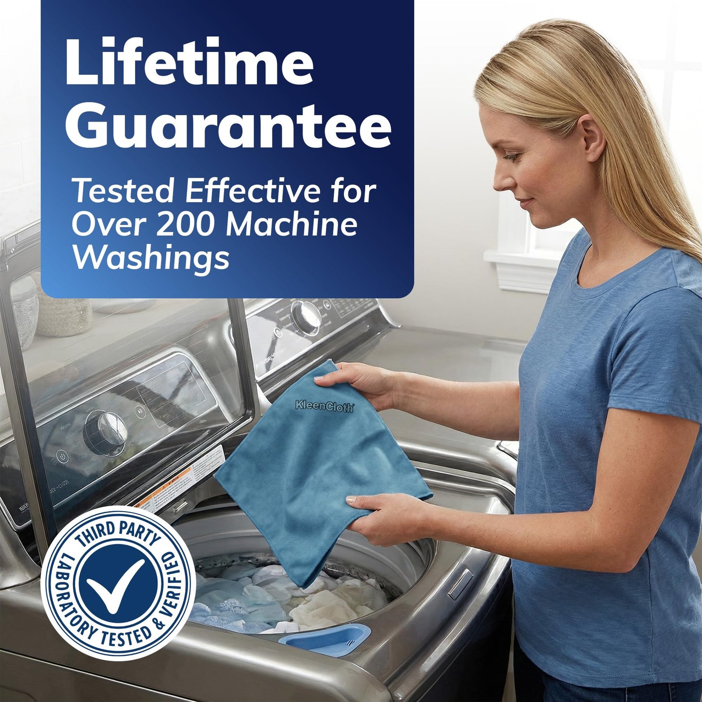 KleenCloth Reusable Antibacterial Cleaning Cloths - Removes 99.99% of Bacteria with Just Water | Silver-Embedded, Chemical, Odor, Streak