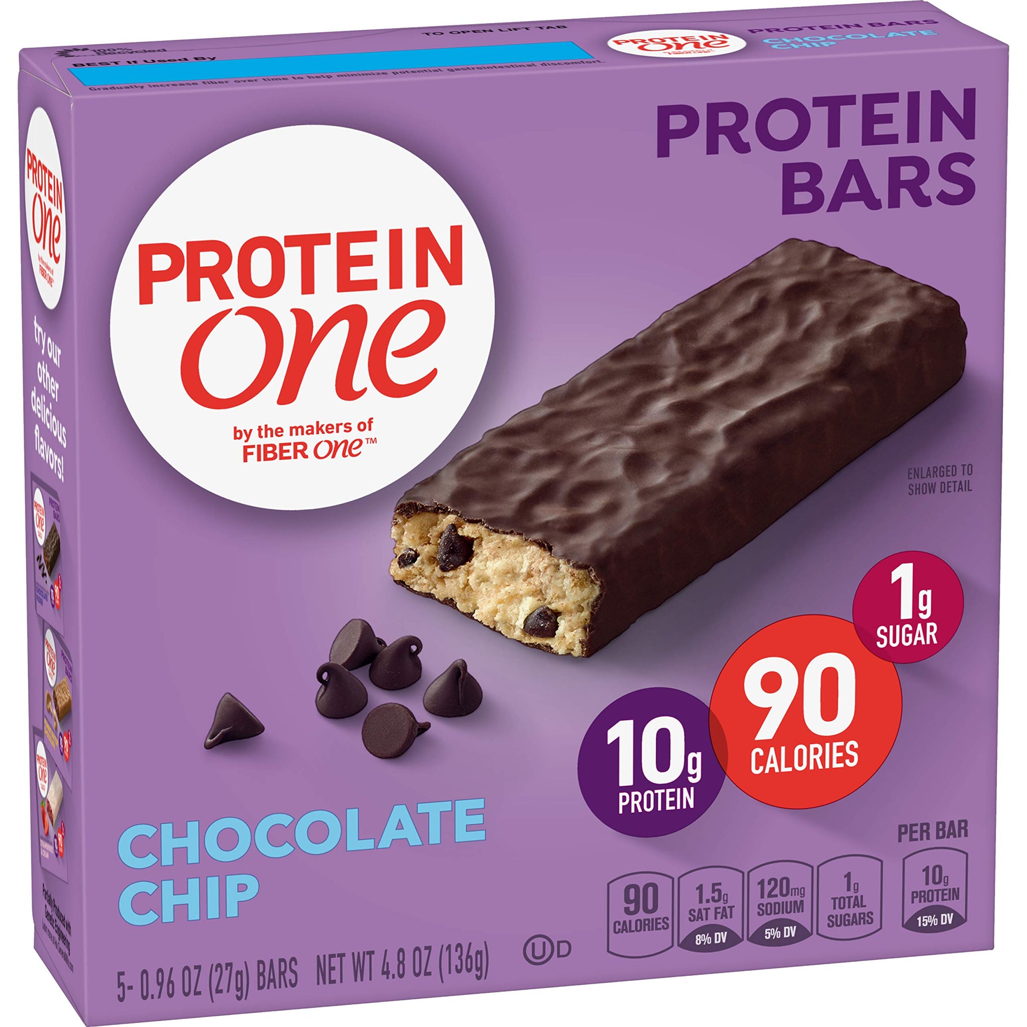Protein One Chocolate Chip Protein Bars, GLP-1 Friendly, 5 Ct, 4.8 oz