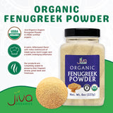Organic Fenugreek Powder 8oz Jar - Gluten Free, Non-GMO, Methi Powder, Pure, Raw & Natural - Great As A Spice Or Even For Hair Growth by Jiva Organics