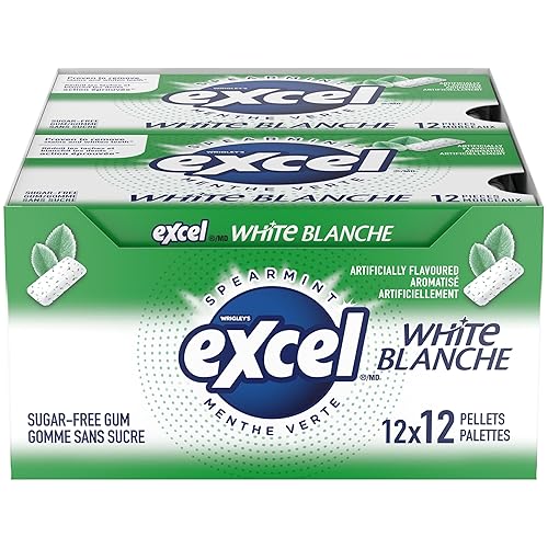 Excel White Sugar-Free Gum, Spearmint, 12 Count