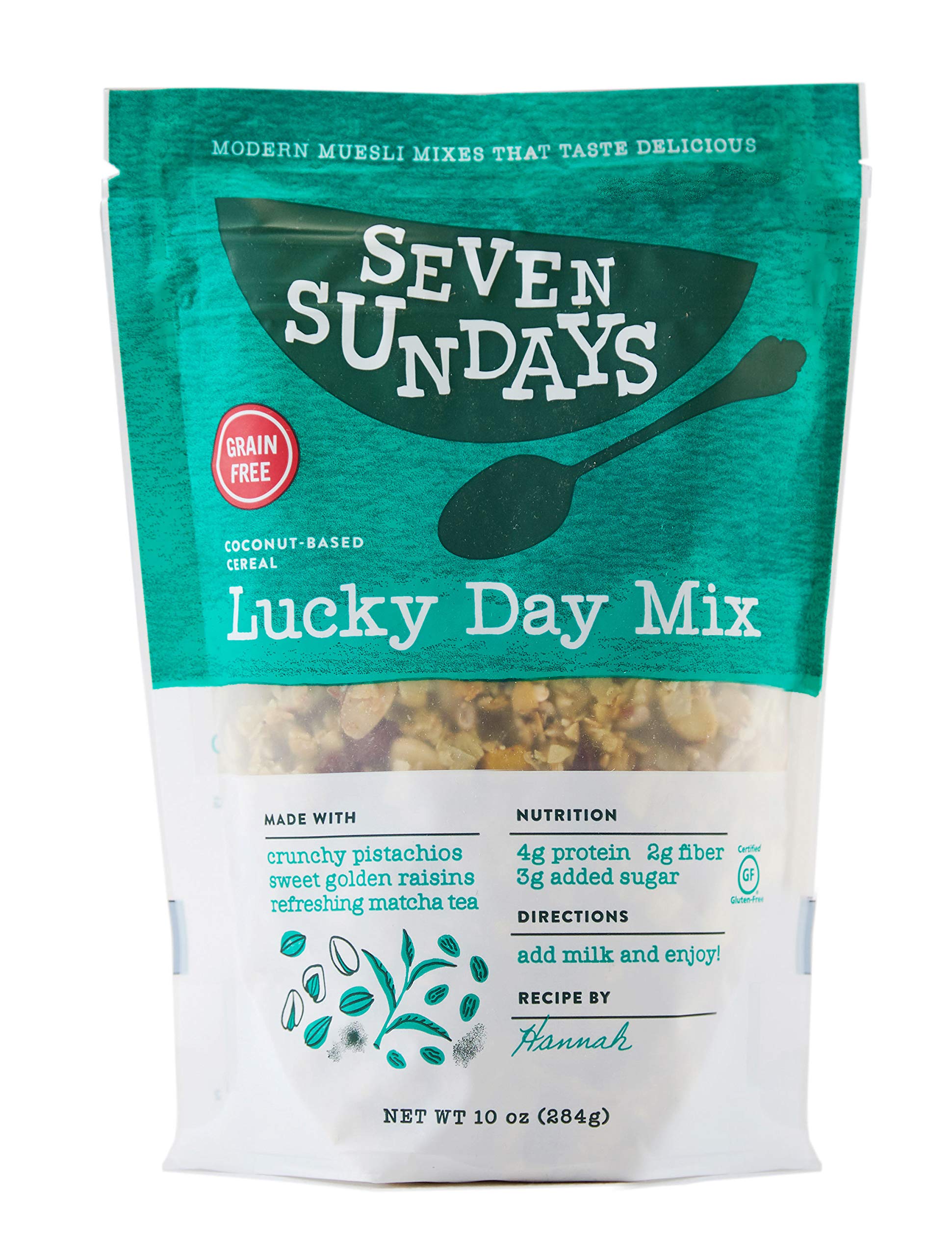 Seven Sundays Lucky Day Matcha Grain Free Muesli Cereal (10 oz) | Paleo Friendly | Gluten Free Certified | No Refined Sugar | Non-GMO Verified, Lucky