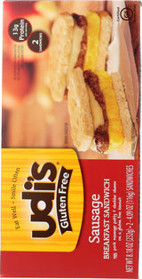 Udi's Gluten Free Sausage, Egg, and Cheese Breakfast Sandwich, 2 ct (frozen)