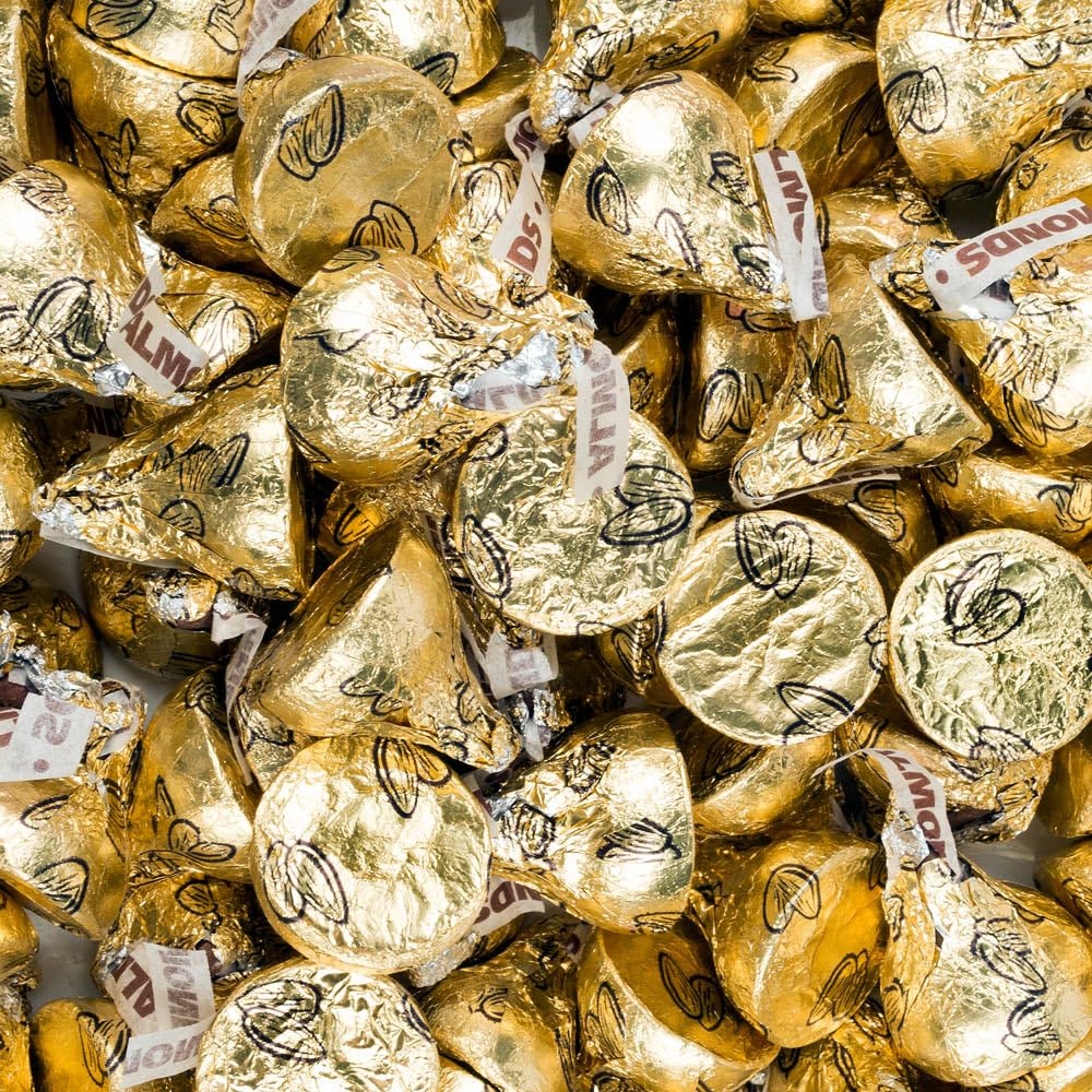 Gold Milk Chocolate Almond Kisses Plus Exclusive Kiss Stickers - 180 Pieces