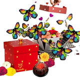 Love Butterfly Explosion Gift Box by Send A Cake - Flying Butterfly Surprise with Flower Shower & Red Velvet Mini Bundt Cake - Ready to Gift Fun