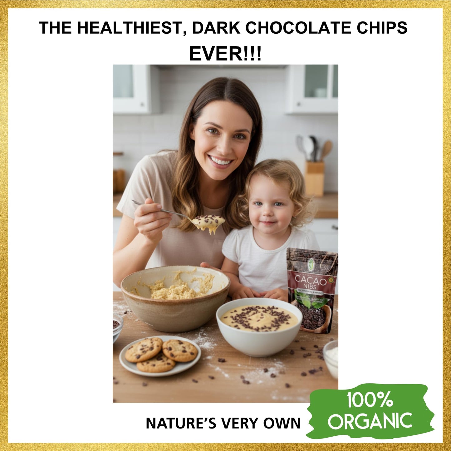 Cacao Nibs Organic - 100% Dark Chocolate Chips - Raw, Unsweetened Cocoa Pieces - 16 Oz - Keto and Vegan Superfood - Healthy Sugar Free Snack or Add to Smoothies or Baking by Pure Natural Miracles
