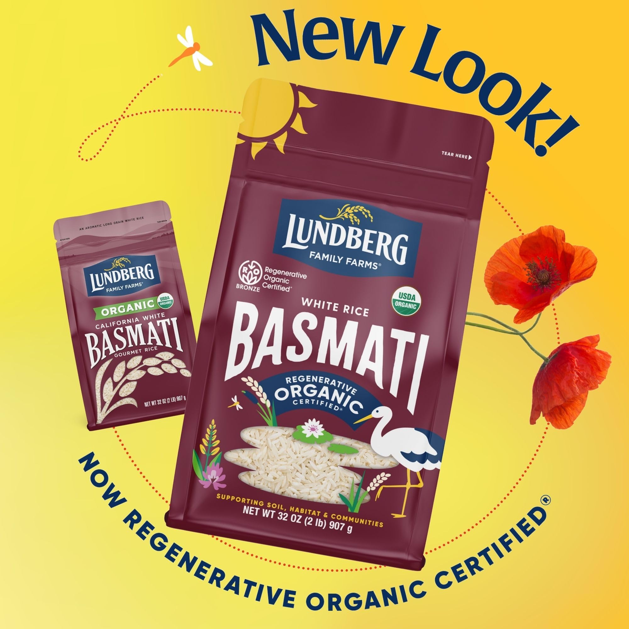 Lundberg Regenerative Organic Certified (Roc) Long Grain White Basmati Rice - Non-Sticky, Fluffy Aromatic Organic Rice Grown in California, 32 Oz