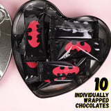 Batman Heart Tin, Milk Chocolatey Hearts Inside, Individually Wrapped Pieces, Festive Candy Gift, 2.12 Ounces