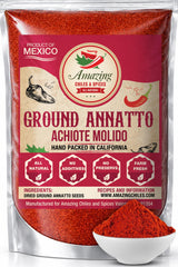 Achiote Powder - Ground Annatto Seeds 16oz (1LB) Great for Adding Color and Mild Flavor in Soup, Stews, Meats and Mexican Recipes