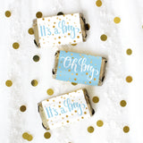 Blue and Gold It's a Boy Baby Shower Candy Bar Wrappers, Chocolate Bar Baby Shower Favors Stickers - 42 Count