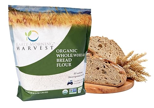 Early Morning Harvest Organic Whole Wheat Bread Flour - Made from Non-GMO Whole Wheat - Stone Ground Flour for Baking and Cooking, Whole Grain