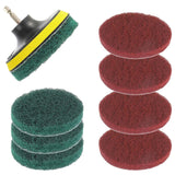 EPLZON 4 Inch Scrub Drill Brush Power Scouring Pads Household Cleaning Set for Kitchen Bathroom 4 Red Pads 4 Green Pads 1 Drill Attachment and 1
