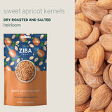 Ziba Foods Sweet Apricot Kernels | 5.3 oz | Non-GMO & Vegan Dried Apricot Seeds Whole 30 Friendly & Keto, Paleo, Dry Roasted Superseed | Wild Grown
