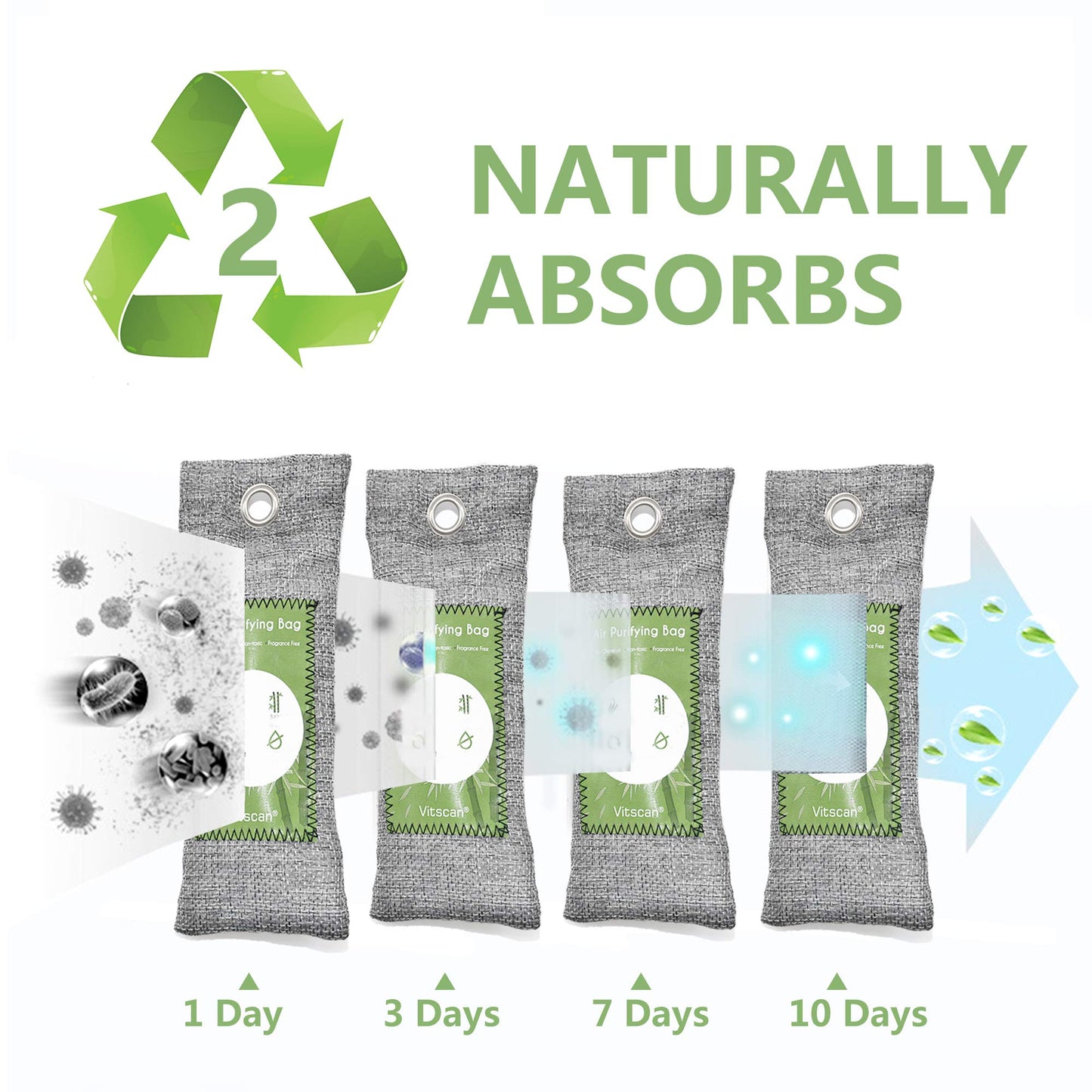12 Pack Bamboo Air Purifying Bag, Activated Charcoal Bags Odor Absorber, Moisture Absorber, Natural Car Air Freshener, Shoe Deodorizer, Odor