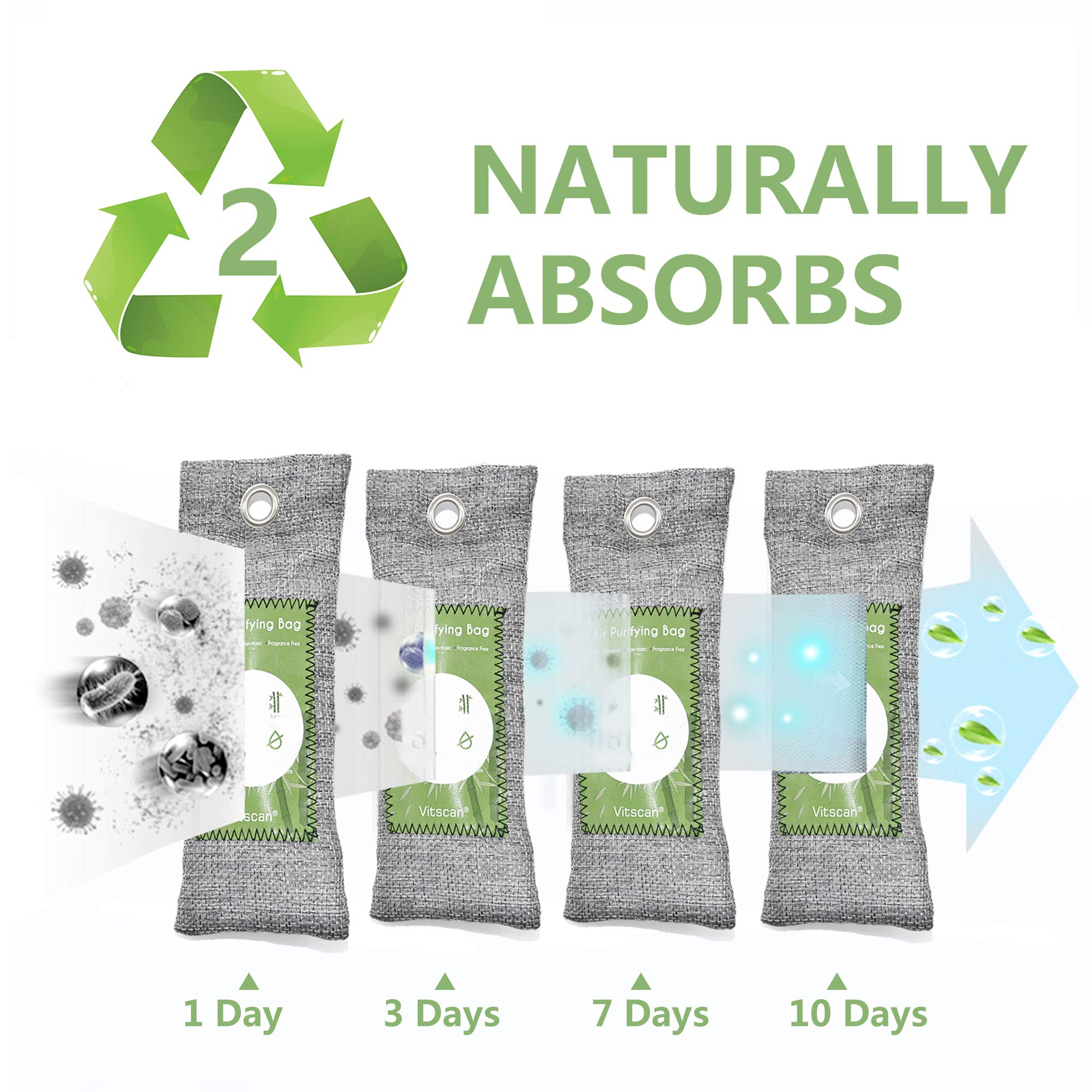 12 Pack Bamboo Air Purifying Bag, Activated Charcoal Bags Odor Absorber, Moisture Absorber, Natural Car Air Freshener, Shoe Deodorizer, Odor