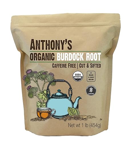 Anthony's Organic Burdock Root, 1 lb, Gluten Free, Cut & Sifted, Non GMO, Caffeine Free