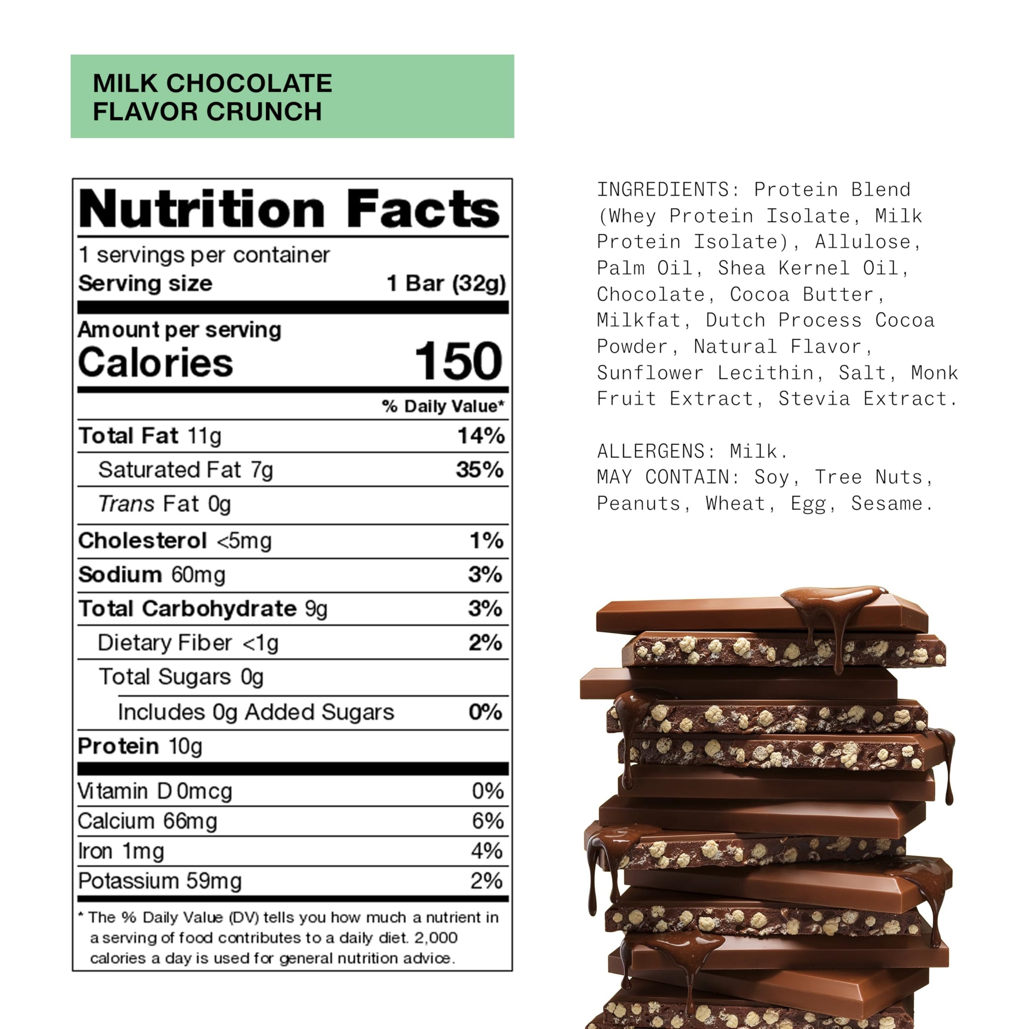 Hormbles Chormbles Protein Candy Bars, Classic Milk, 10g Protein, 0g Sugar, 150 Calories, Milk Chocolate Candy With Crunchy Pieces, Sugar Free Snacks