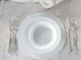 " OCCASIONS " 60 Piece Plates Pack, Disposable Wedding Party Bowls (12oz Soup Bowl, Verona in White)