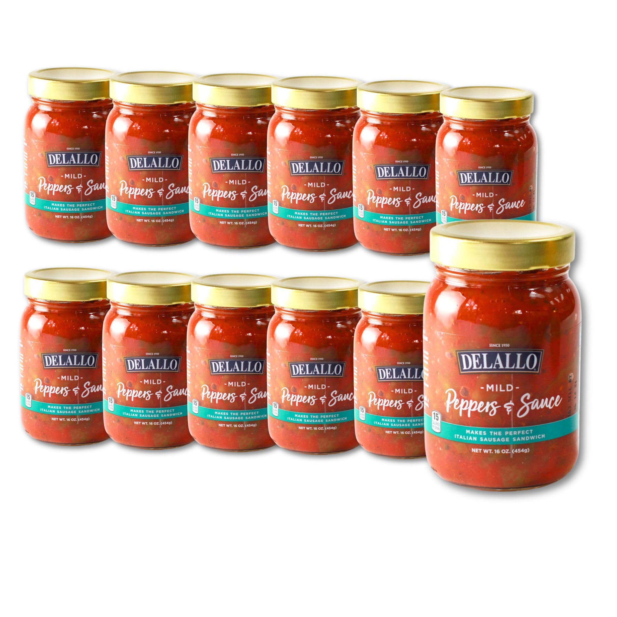 DeLallo Peppers & Sauce, Mild Homestyle Tomato Sauce with Chunky Bell Peppers, Made in Small Batches, Gourmet Ingredient for Italian Sausage, Pasta