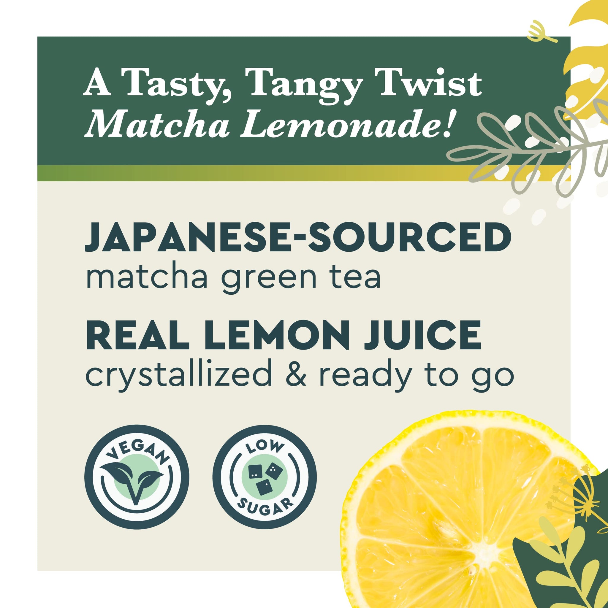 Matchalicious Matcha Lemonade Premium Japanese Green Tea Powder & REAL Lemon Crystals | Just Add Water, Dissolves Easily 6oz
