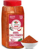 Chile de Arbol - Dried Red Chili Pepper Powder - 1LB (16oz) - Ground Peppers For Authentic Mexican Cuisine by Amazing Chiles & Spices