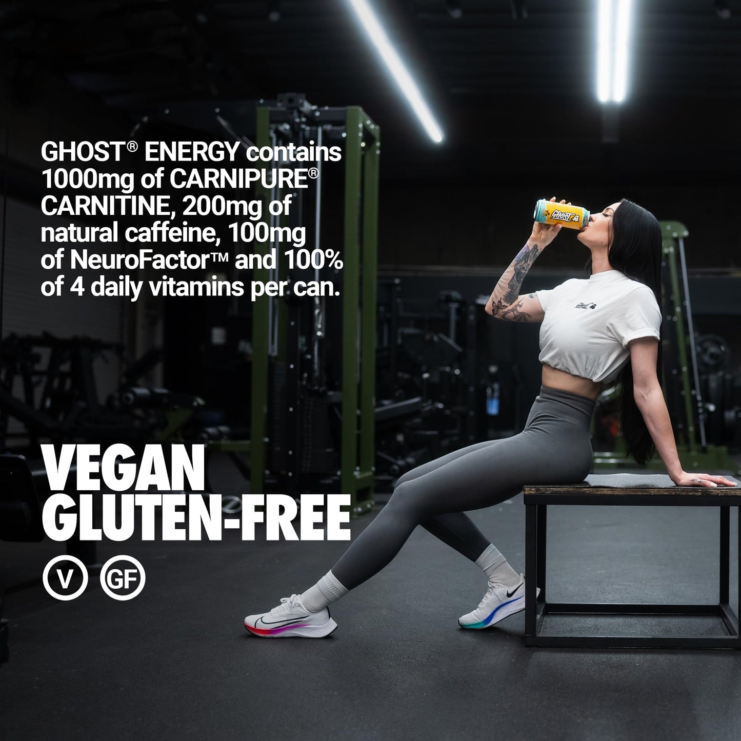 GHOST Energy Drink - 12-Pack, Tropical Mango, 16oz Cans - Energy & Focus & No Artificial Colors - 200mg of Natural Caffeine, L-Carnitine & Taurine