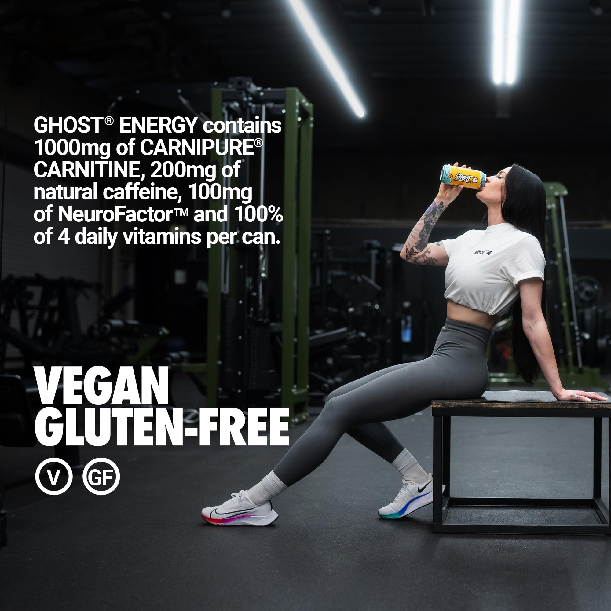 GHOST Energy Drink - 12-Pack, Tropical Mango, 16oz Cans - Energy & Focus & No Artificial Colors - 200mg of Natural Caffeine, L-Carnitine & Taurine