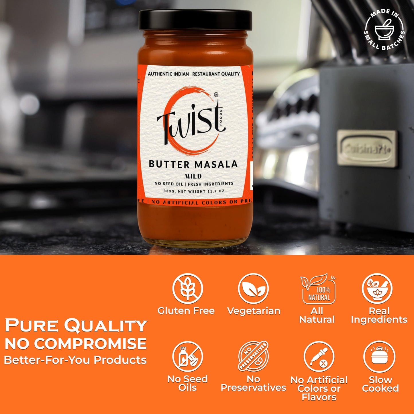 Twist Foods Butter Masala Sauce | Mild, Creamy Indian Simmer Sauce | Authentic Restaurant-Style Butter Masala | Gluten-Free, No Preservatives or
