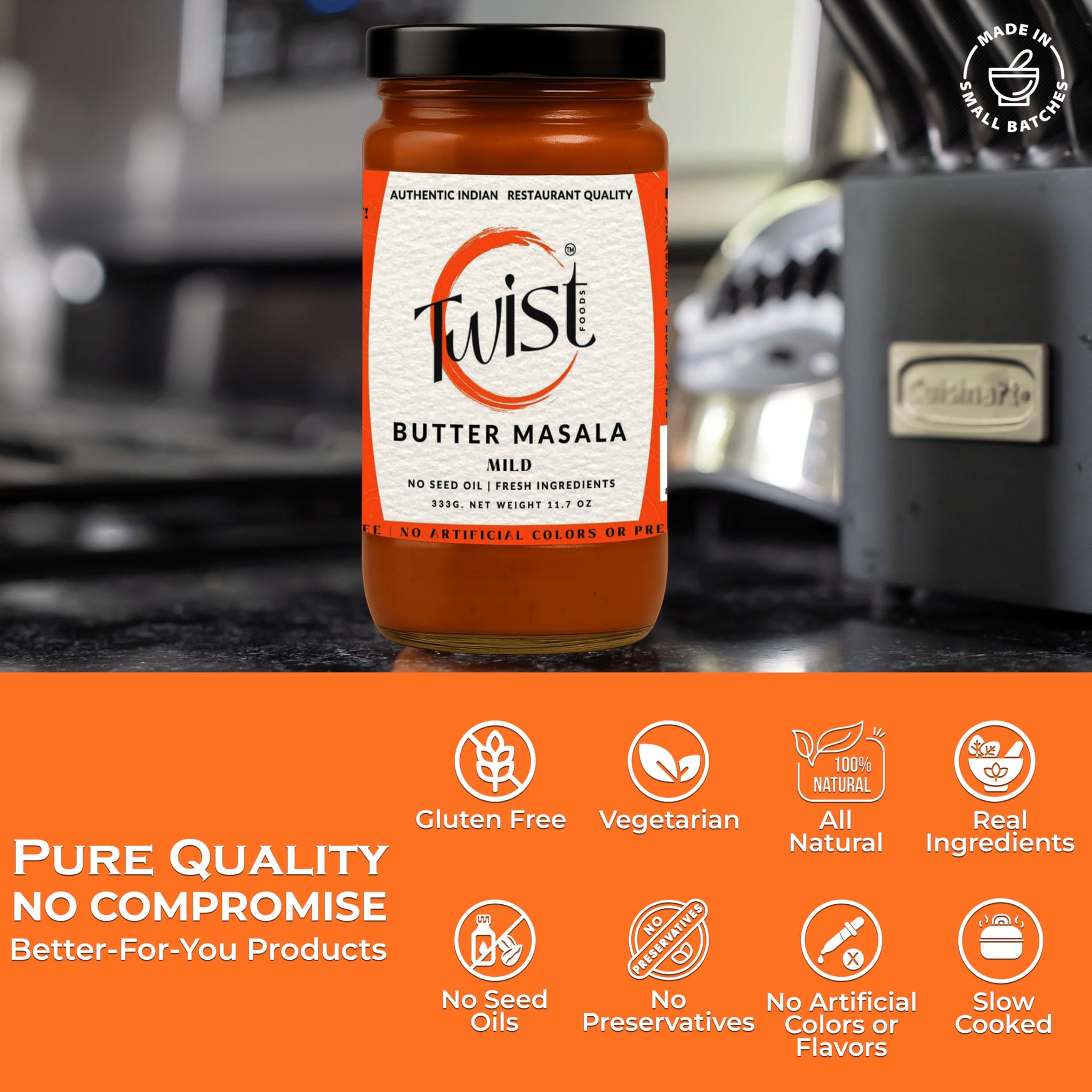 Twist Foods Butter Masala Sauce | Mild, Creamy Indian Simmer Sauce | Authentic Restaurant-Style Butter Masala | Gluten-Free, No Preservatives or