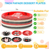CLIYTICA 72Pcs Rock Party Paper Plates,1950's Record Dessert Plates,Disposable Music Birthday Tableware Set for Anniversary 50s 60s Theme Parties
