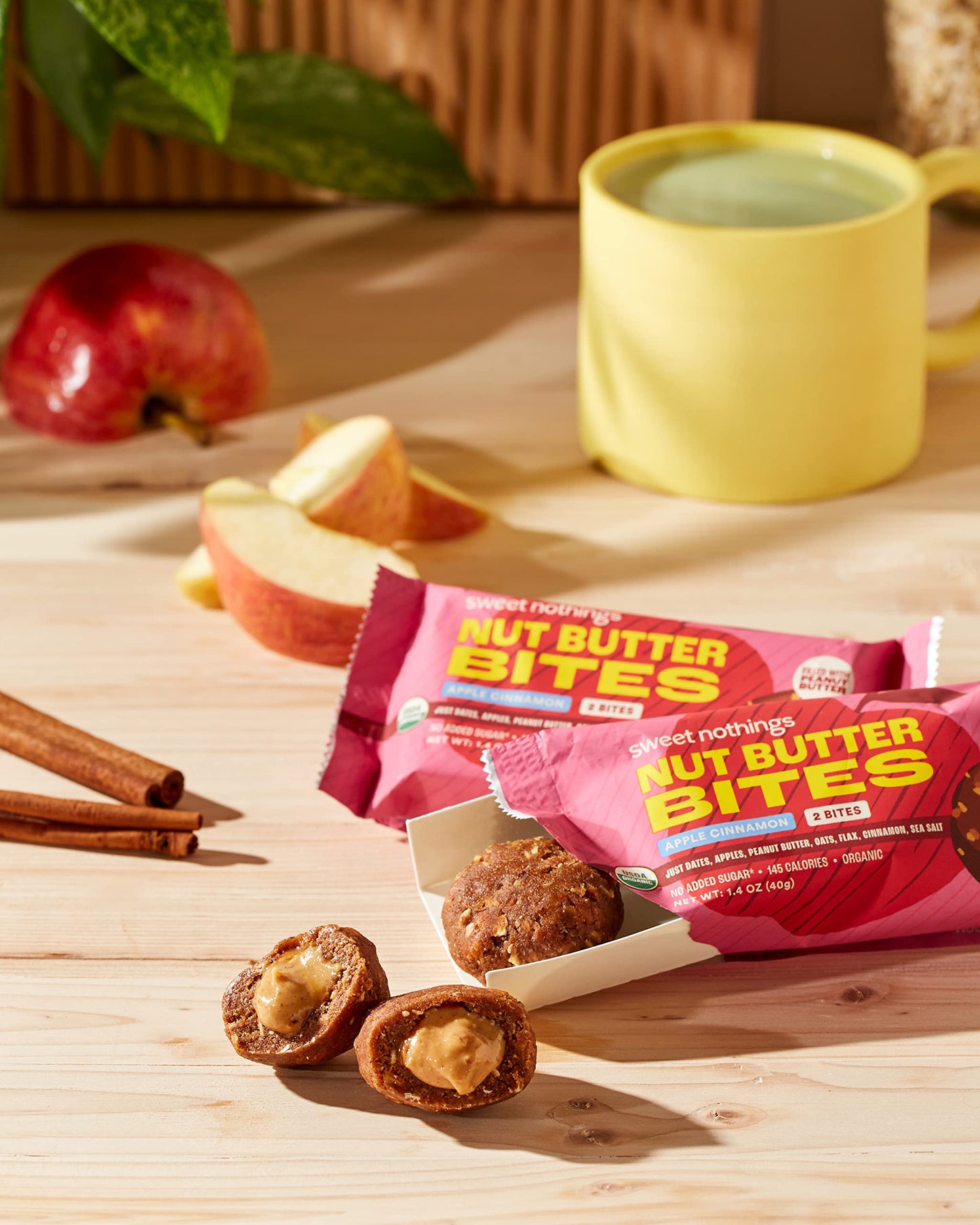 Sweet Nothings, Superfood Nut Butter Bites Organic Snack, Apple Cinnamon with Peanut Butter, 2 Bite Pack - No Added Sugar, Plant Based, Vegan, Only 7