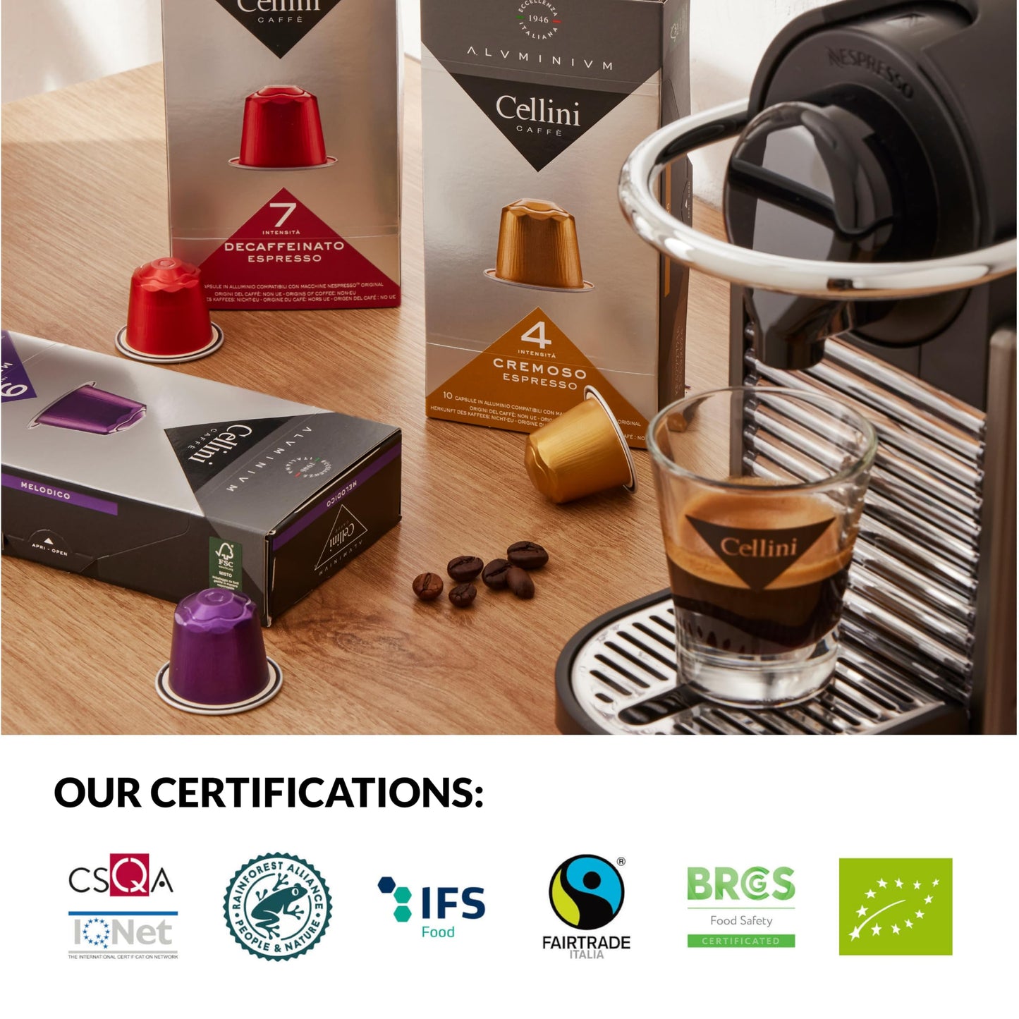 Cellini Caffè Mixed Variety Aluminum Nespresso Pods, 8 Distintive Italian Flavors, 100% Nespresso Original Machine Compatible, 80 Count, Medium