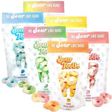 Tropical Sour Rings Candy, 6 Pack Gummy Sour Rings, Watermelon, Pineapple, Pink Lemonade, Blue Raspberry, Peach & Strawberry, Super Sour Rings, Fresh