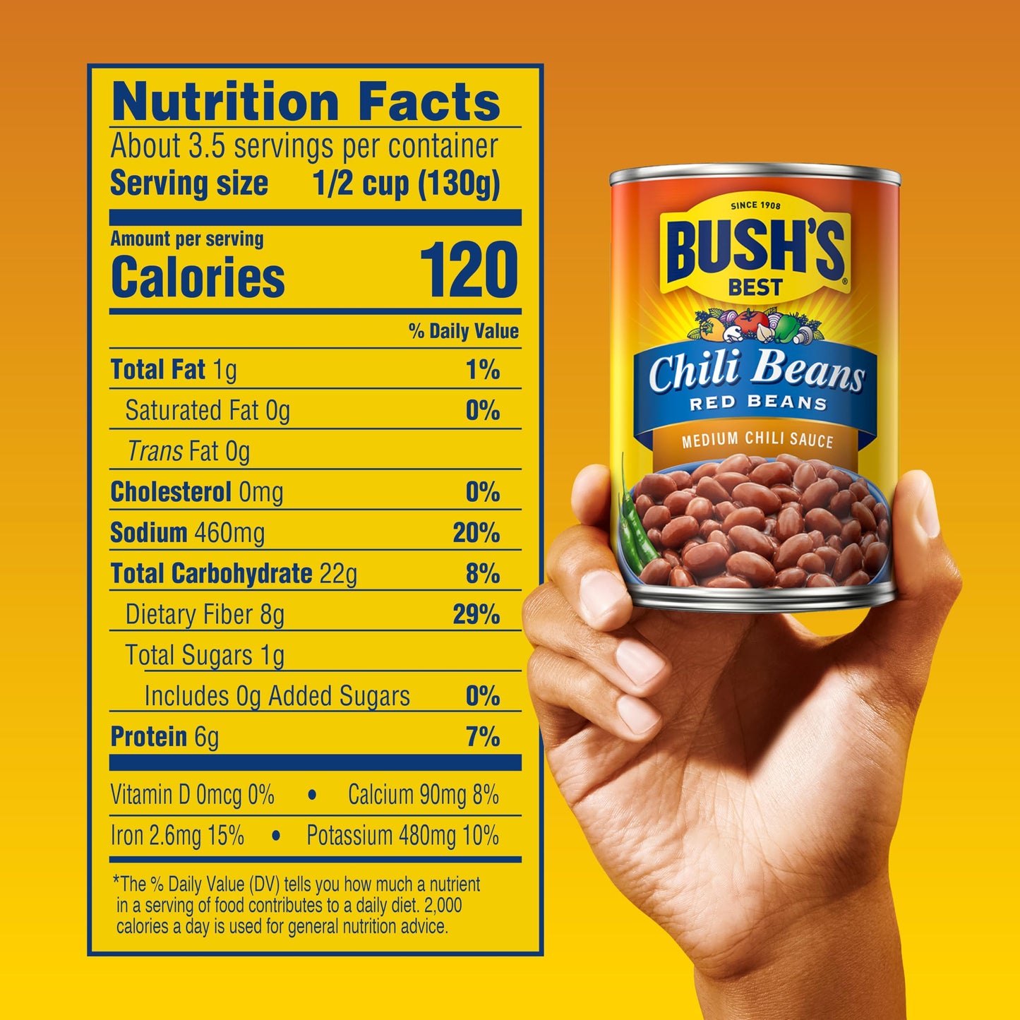 BUSH'S BEST Canned Chili Beans Red Beans in a Medium Chili Sauce, Source Of Plant Based Protein And Fiber, Low Fat, Gluten Free, 16 oz