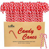 Fusion Select 100 Pcs Mini Candy Canes - Striped Christmas Candies, Sweet Goodies for the Holidays - Naturally Flavored Mini Peppermint Confections