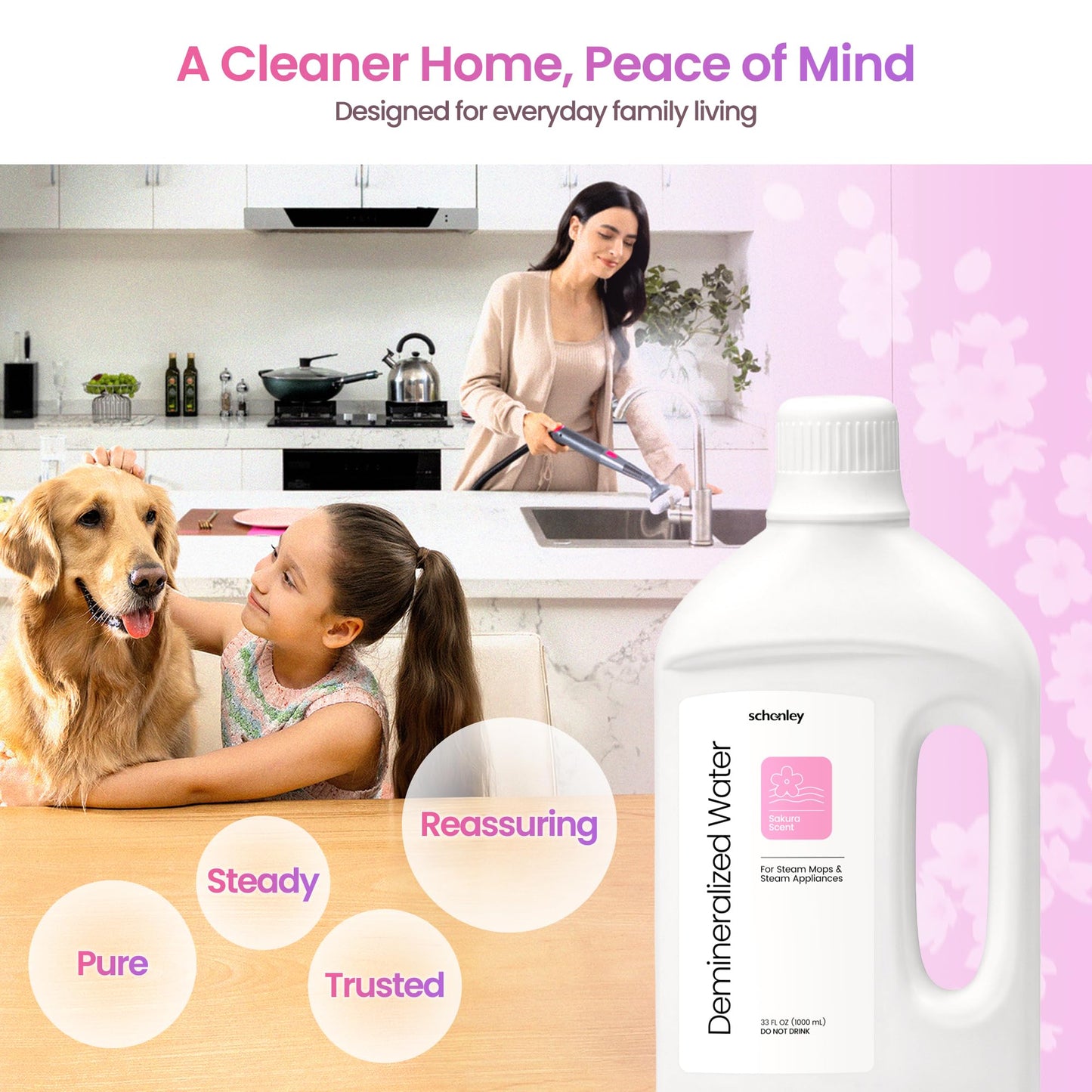 Schenley Demineralized Water - Ready-to-Use Formula for Steam Mops & Floor Steamers - Ideal for Kitchen, Bathroom & All Sealed Floors - Clean Fresh