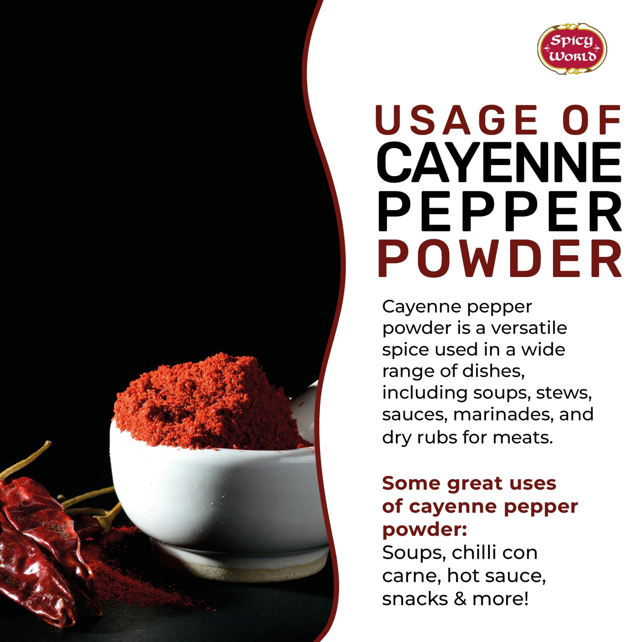 Spicy World Cayenne Pepper Powder Ground Chili Pepper 10 Pound Bulk Bag- 40K SHU, Hot Chilli Powder
