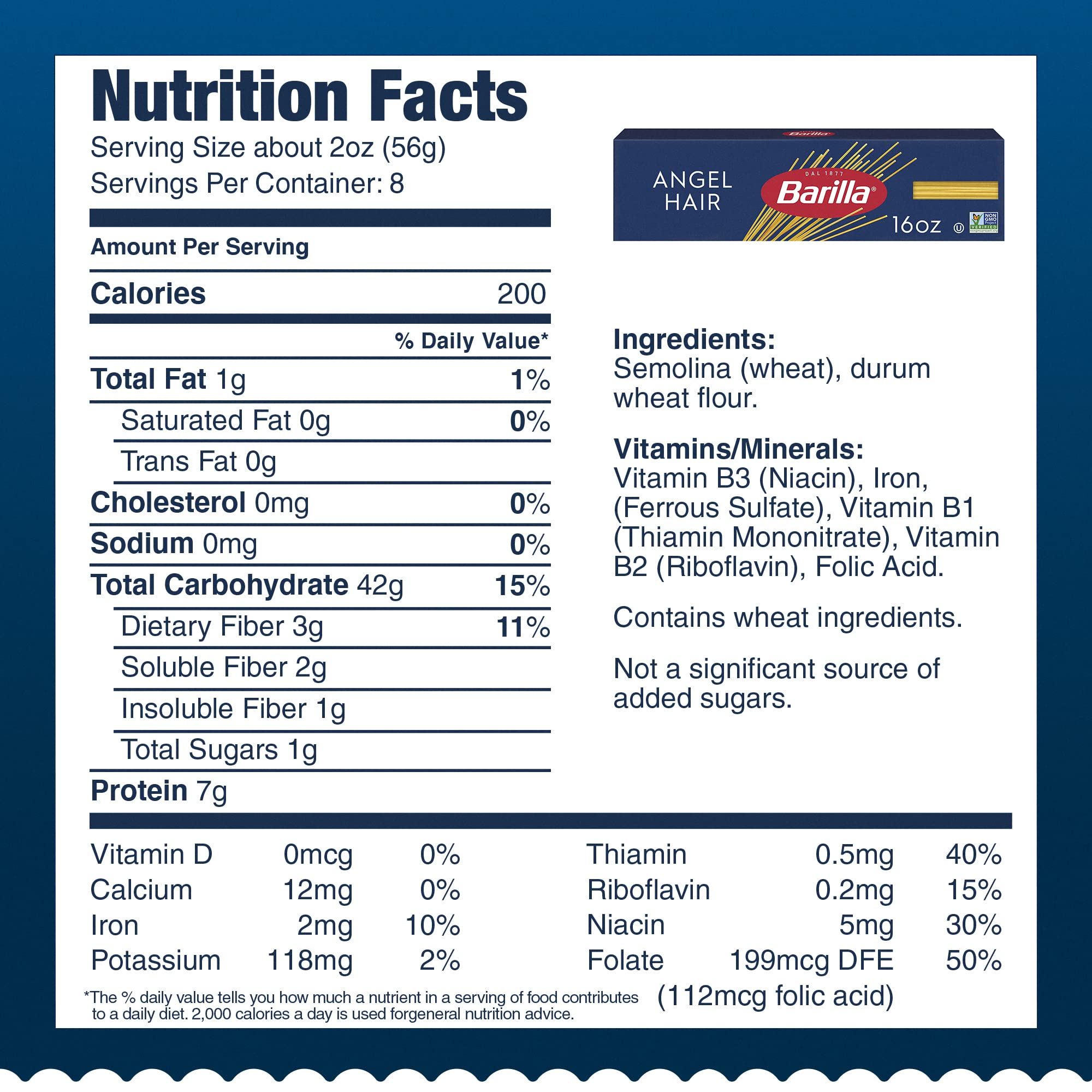 Barilla Angel Hair Pasta, 16 oz. Box (Pack of 20) - Non-GMO, Made with Durum Wheat Semolina - Kosher Certified