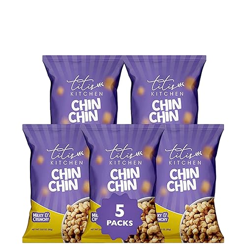 Titi's Kitchen Crunchy ChinChin Snacks, Nigerian Sweet Taste Fried Cookie (5 Pack)