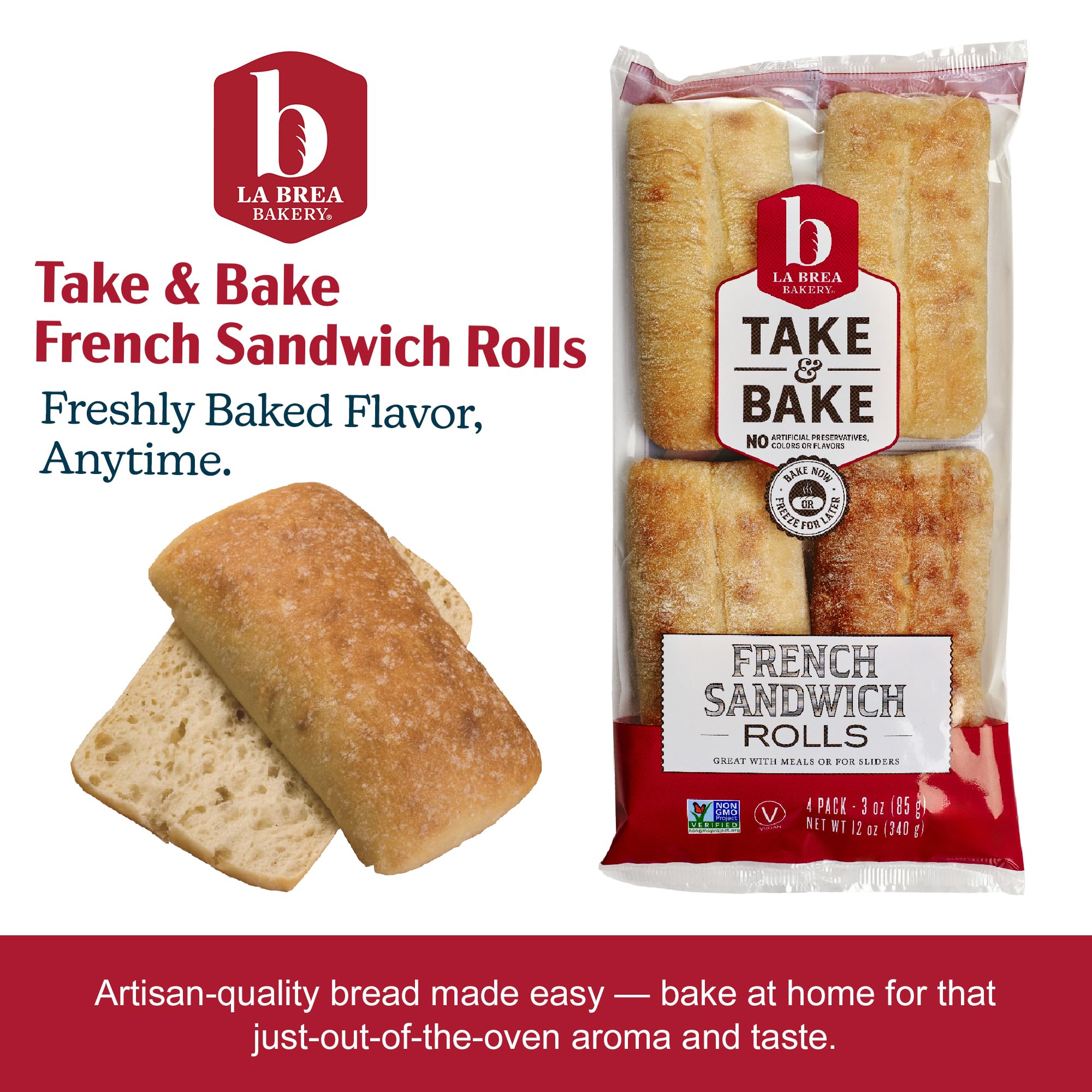 La Brea Bakery Take & Bake French Sandwich Rolls, 4Pk, 12 Oz