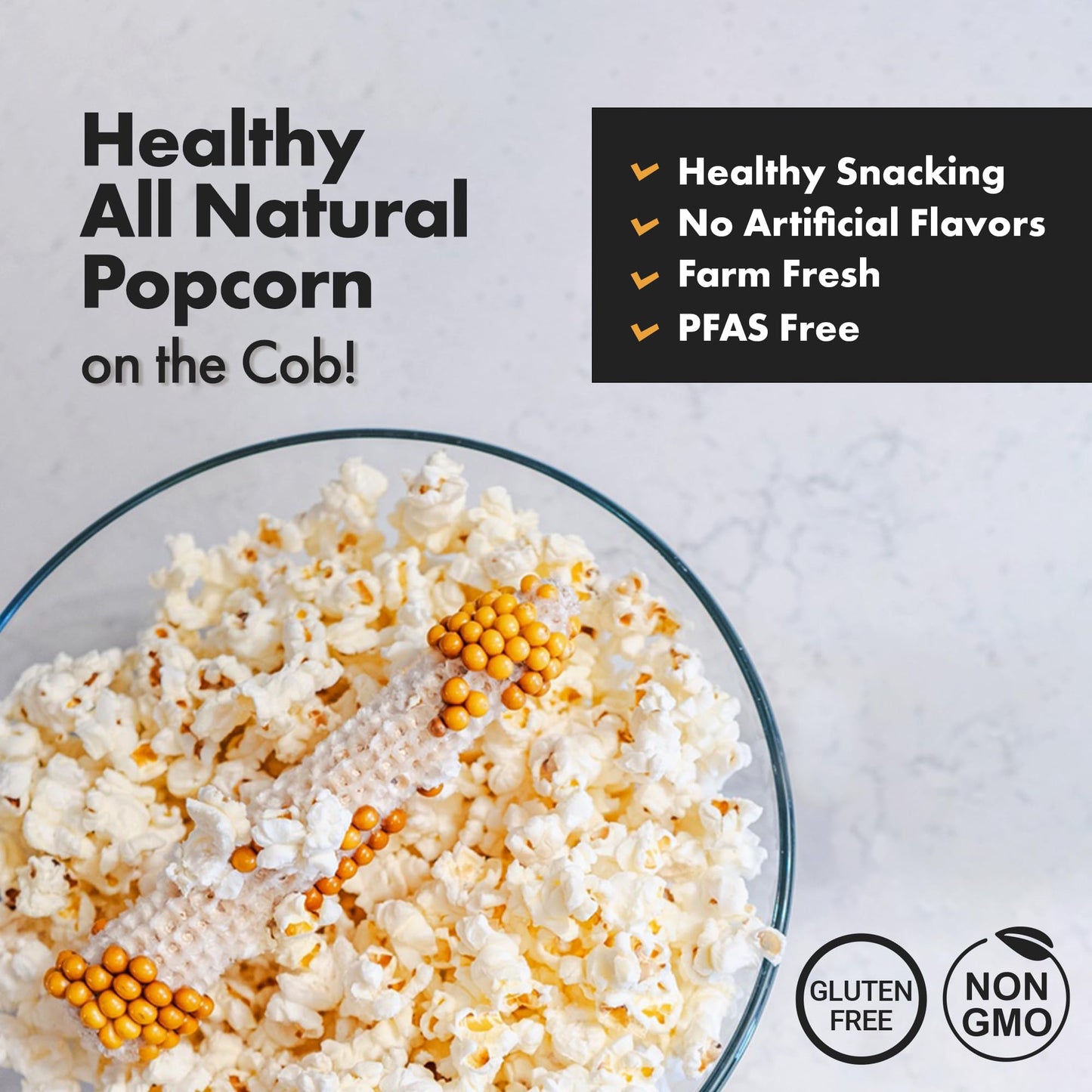 Poppin’ Cobs Microwave Popcorn on the Cob (3) - Healthy, Gluten-Free Fun Snack, Fun Nights, Perfect for Movie popcorn Nights|1 pack Buttery Garlic