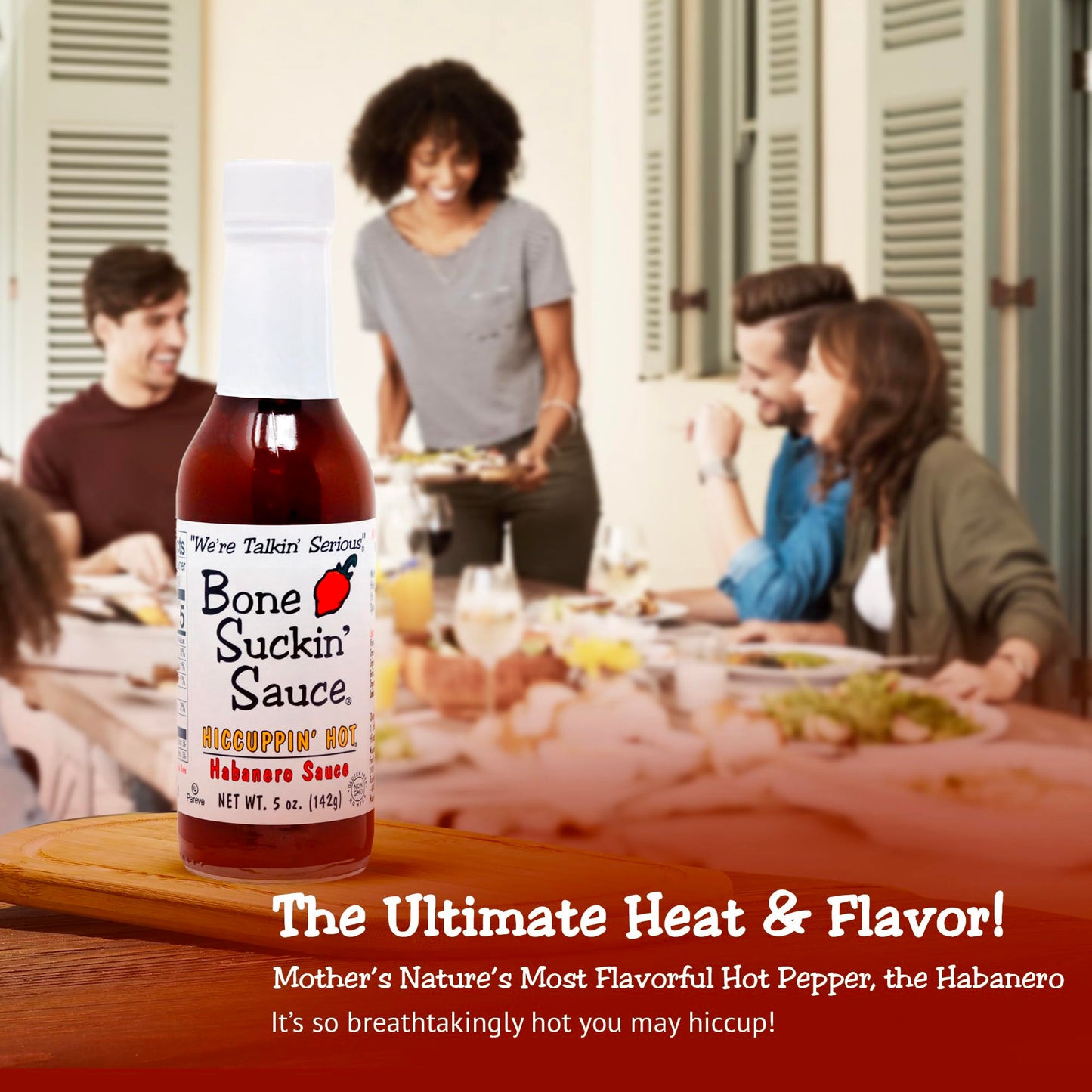 Bone Suckin' Hiccuppin' Hot Habanero Sauce - 5 oz. - Mother Nature's Habanero Heat Infusion - Perfect on All Foods