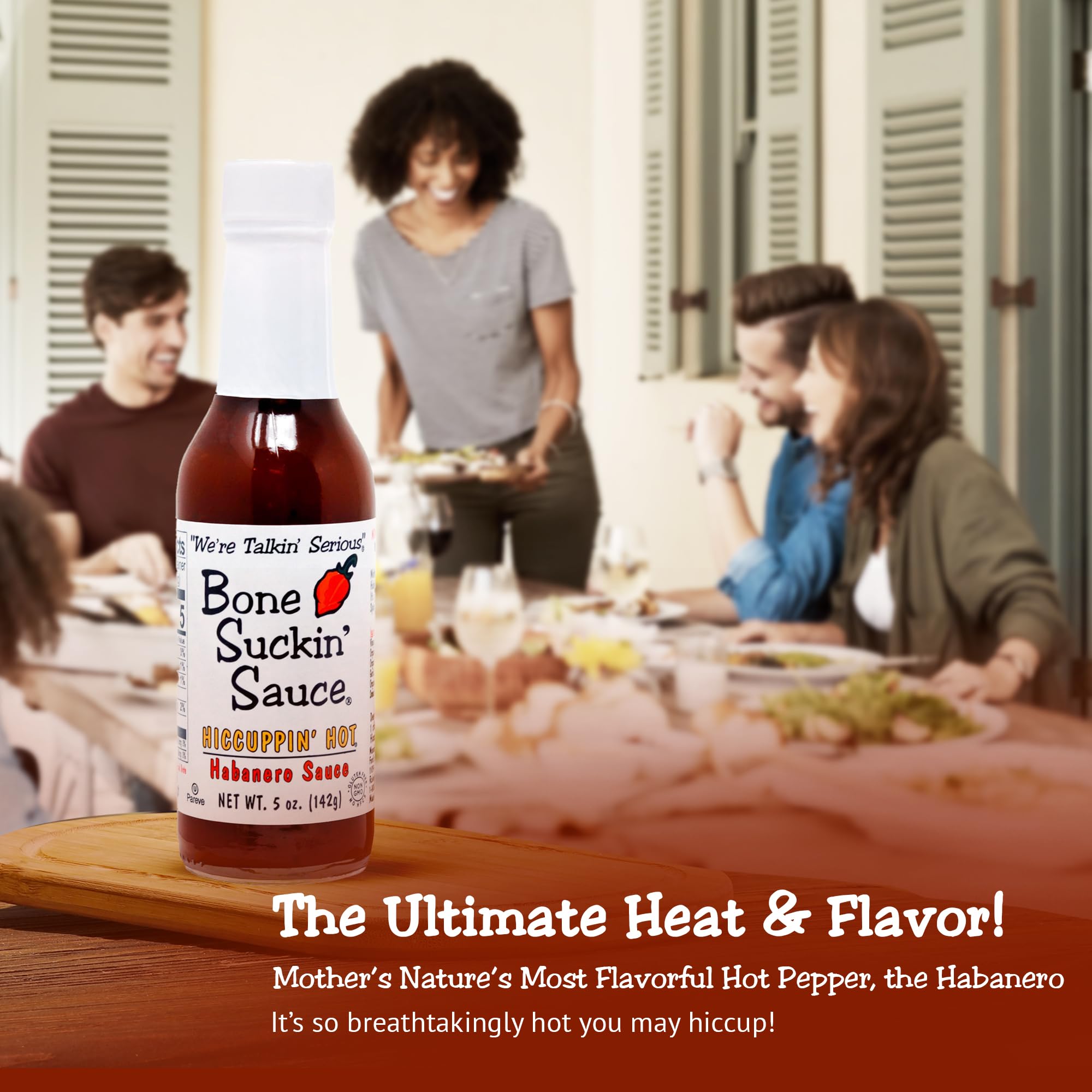 Bone Suckin' Hiccuppin' Hot Habanero Sauce - 5 oz. - Mother Nature's Habanero Heat Infusion - Perfect on All Foods