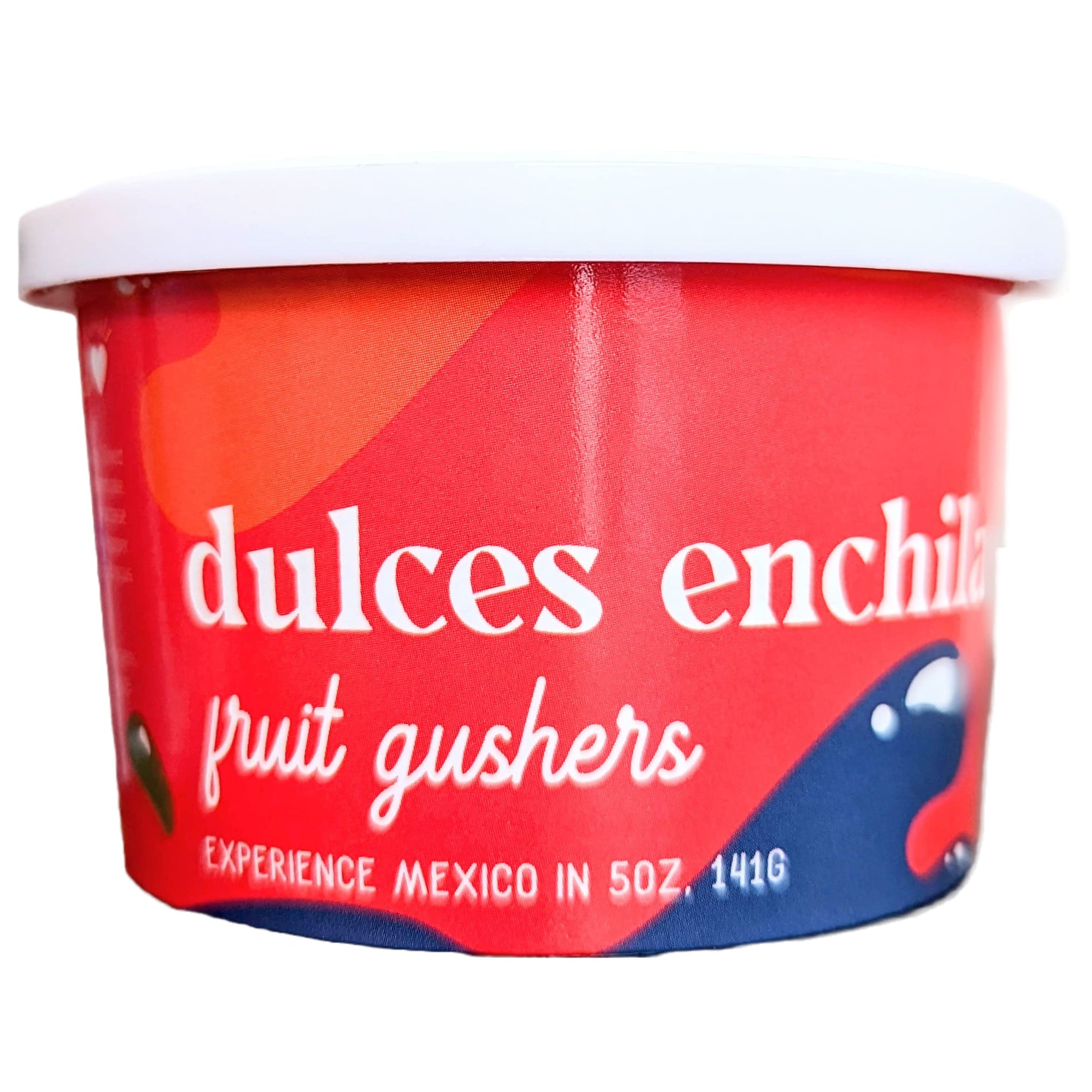 DULCES ENCHILADOS Fruit GUSHERS, fruity gummies tossed in Mexican chamoy and spices, 1-5oz Cup